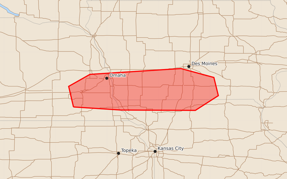Risk area map for Mesoscale Discussion 1084
