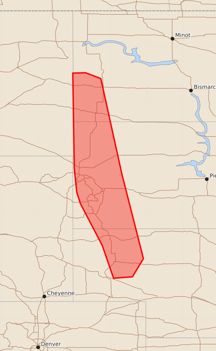 Risk area map for Mesoscale Discussion 2100