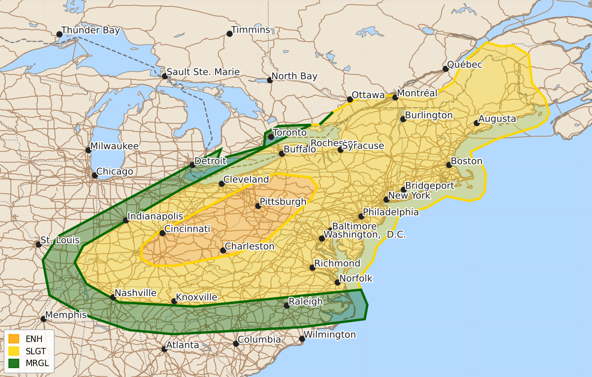 Risk area map for Day 3 Convective Outlook