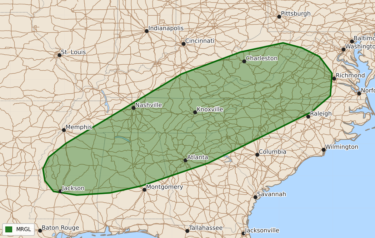 Risk area map for Day 1 Areal Outline