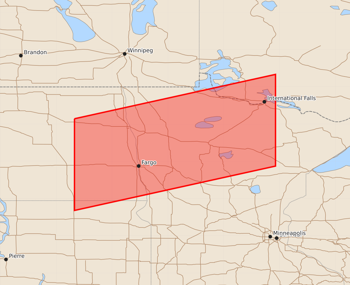 Risk area map for Watch 466 Outline