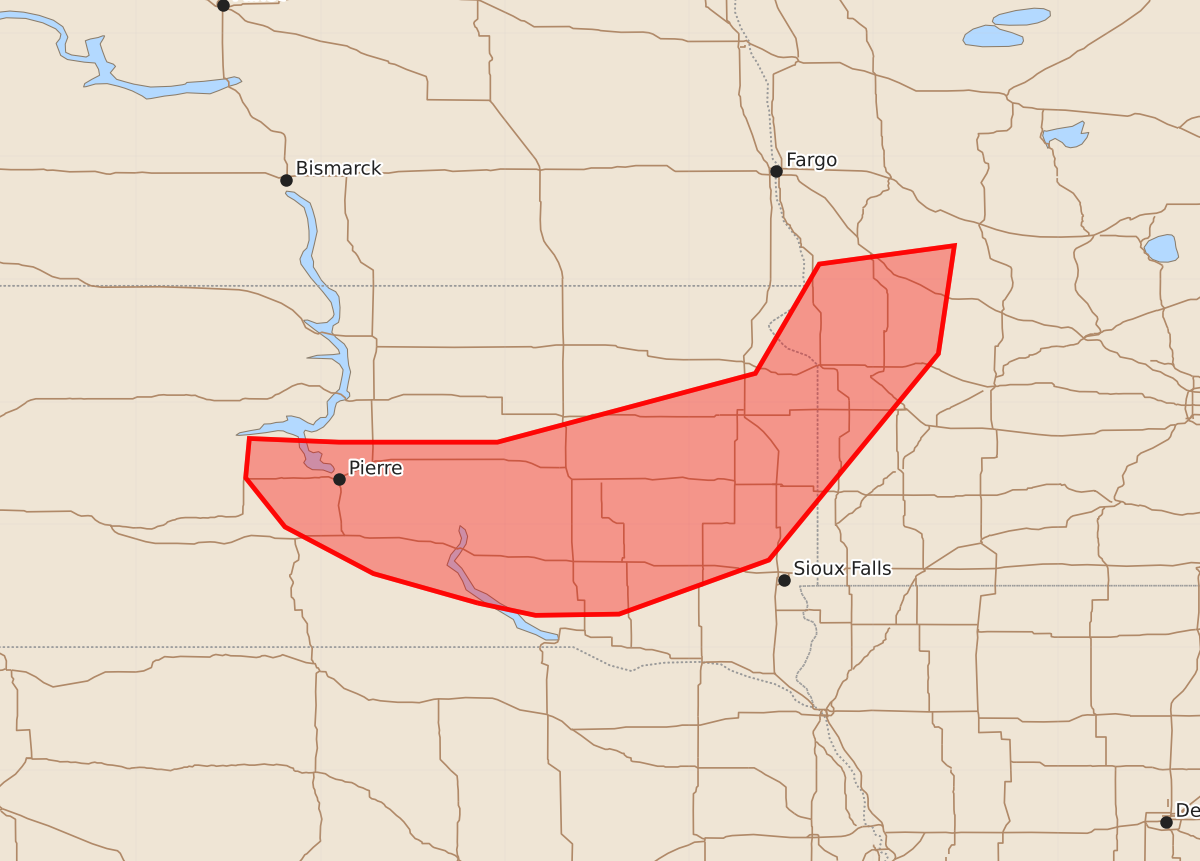 Risk area map for Mesoscale Discussion 1440
