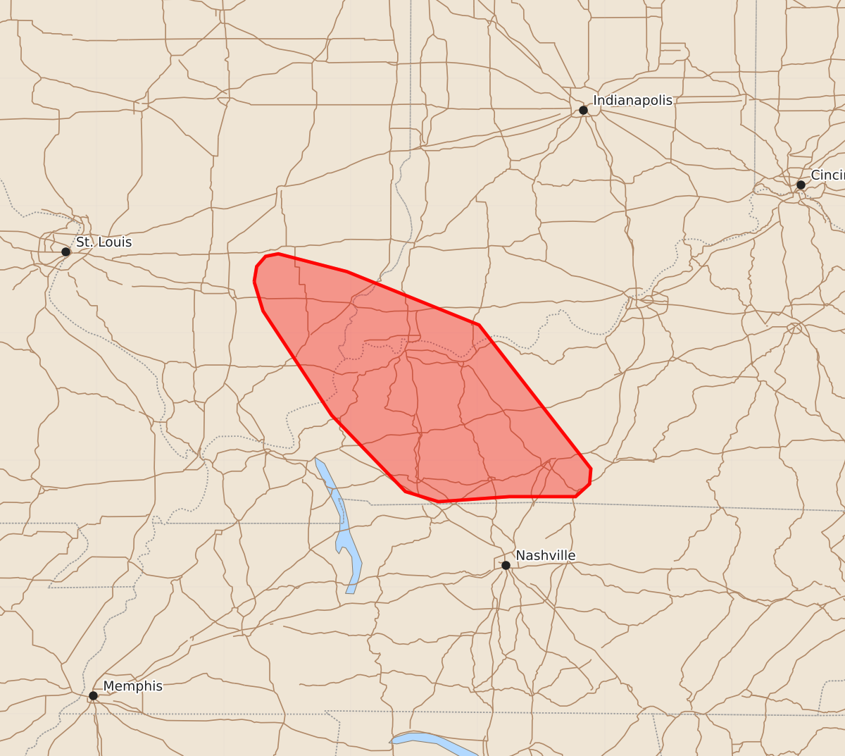 Risk area map for Mesoscale Discussion 1748