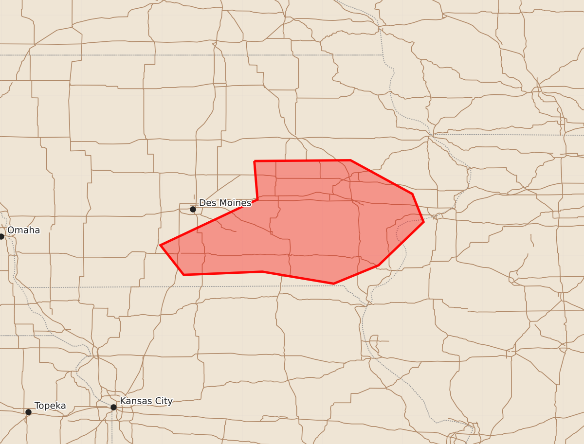 Risk area map for Mesoscale Discussion 1966