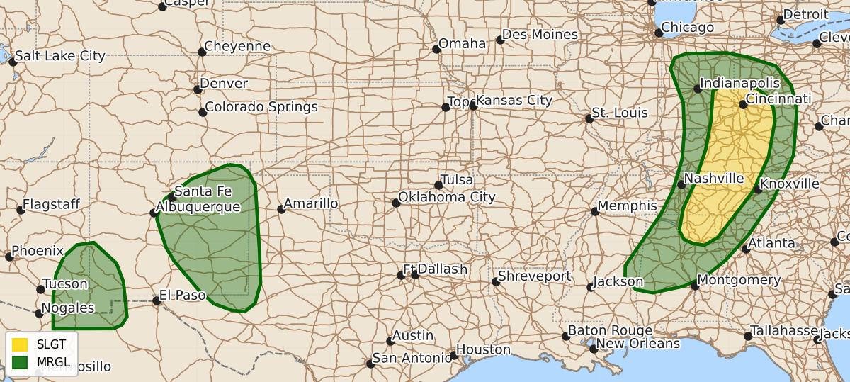 Risk area map for Day 1 Areal Outline