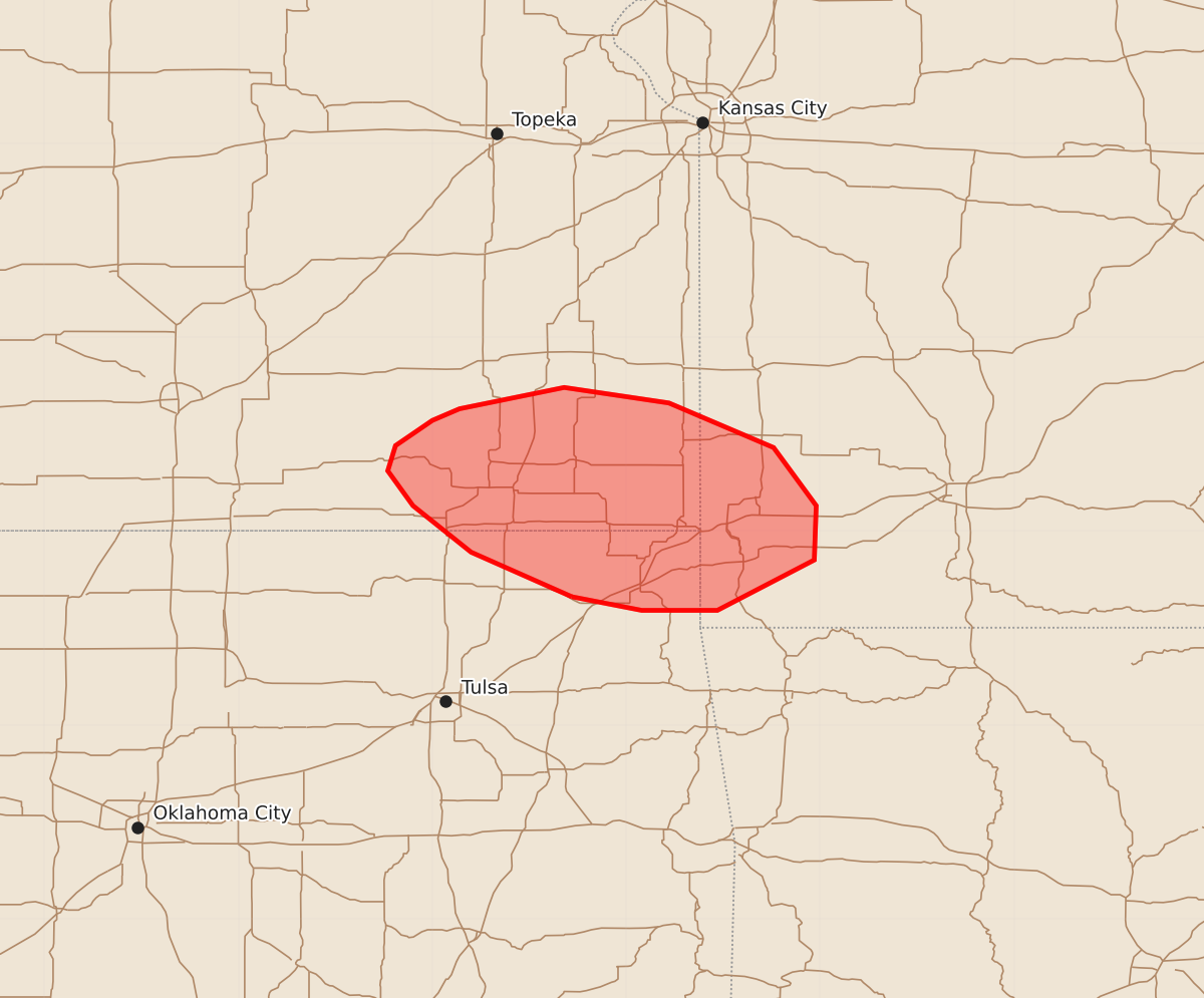 Risk area map for Mesoscale Discussion 1325