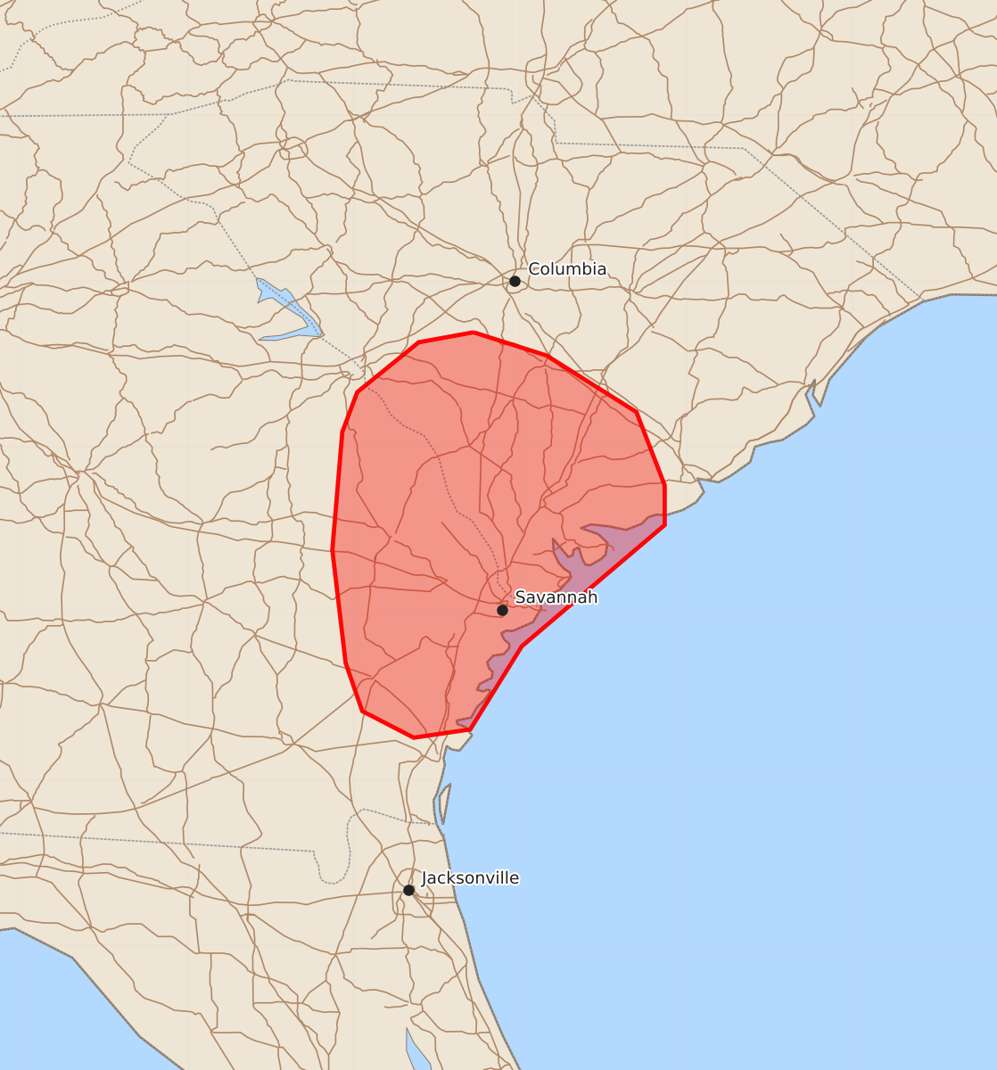 Risk area map for Mesoscale Discussion 1743