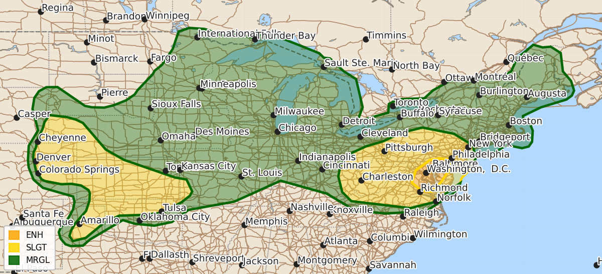 Risk area map for Day 1 Areal Outline