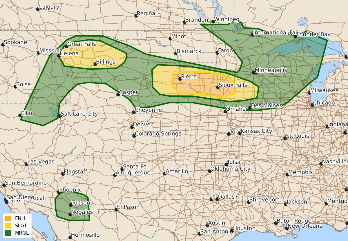 Risk area map for Day 1 Areal Outline