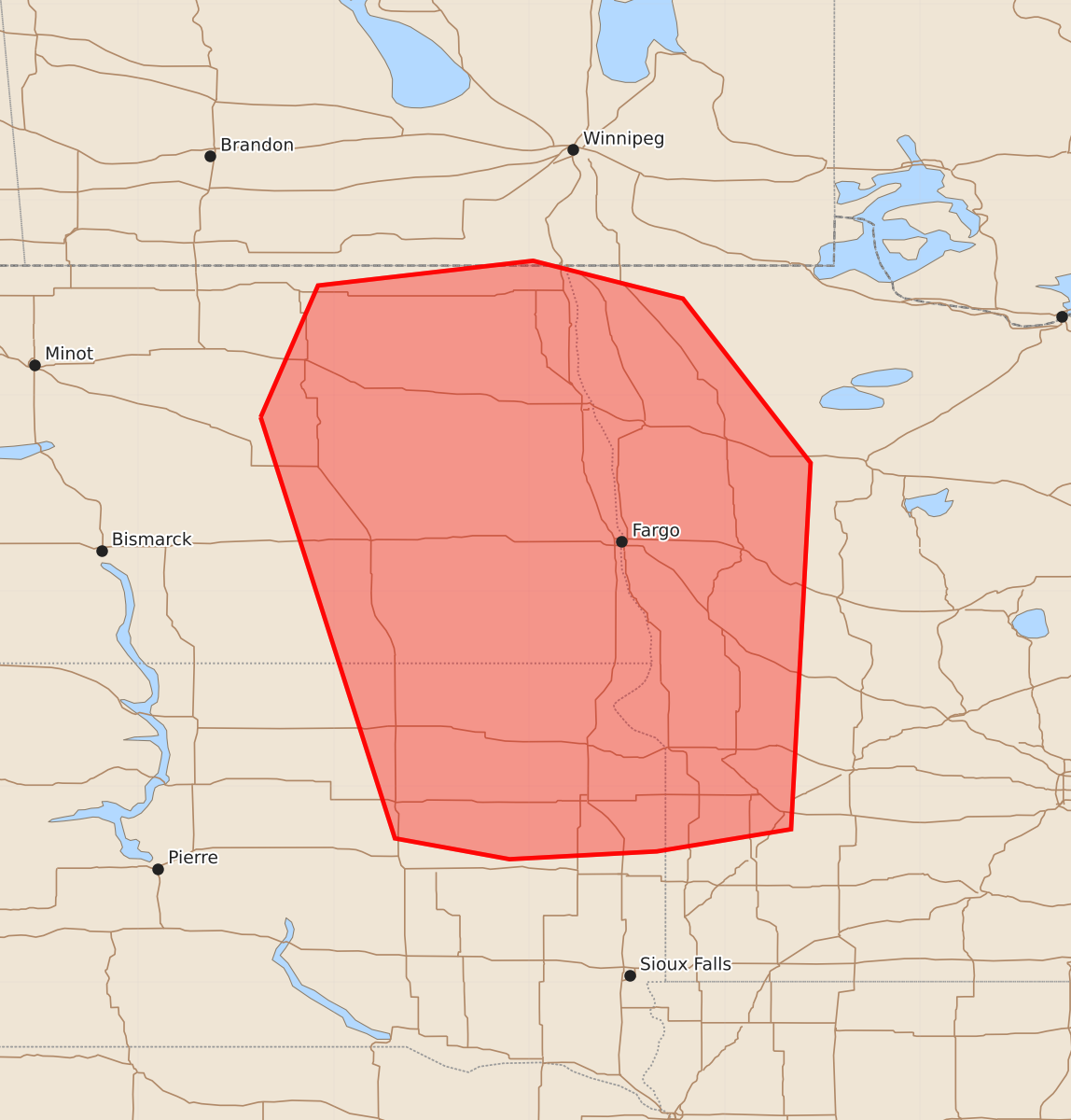 Risk area map for Mesoscale Discussion 1055