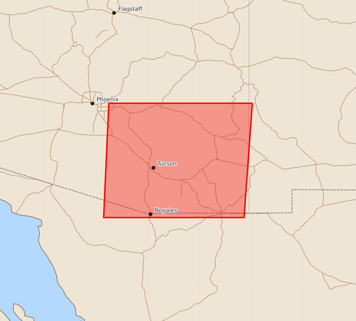 Risk area map for Watch 484 Outline