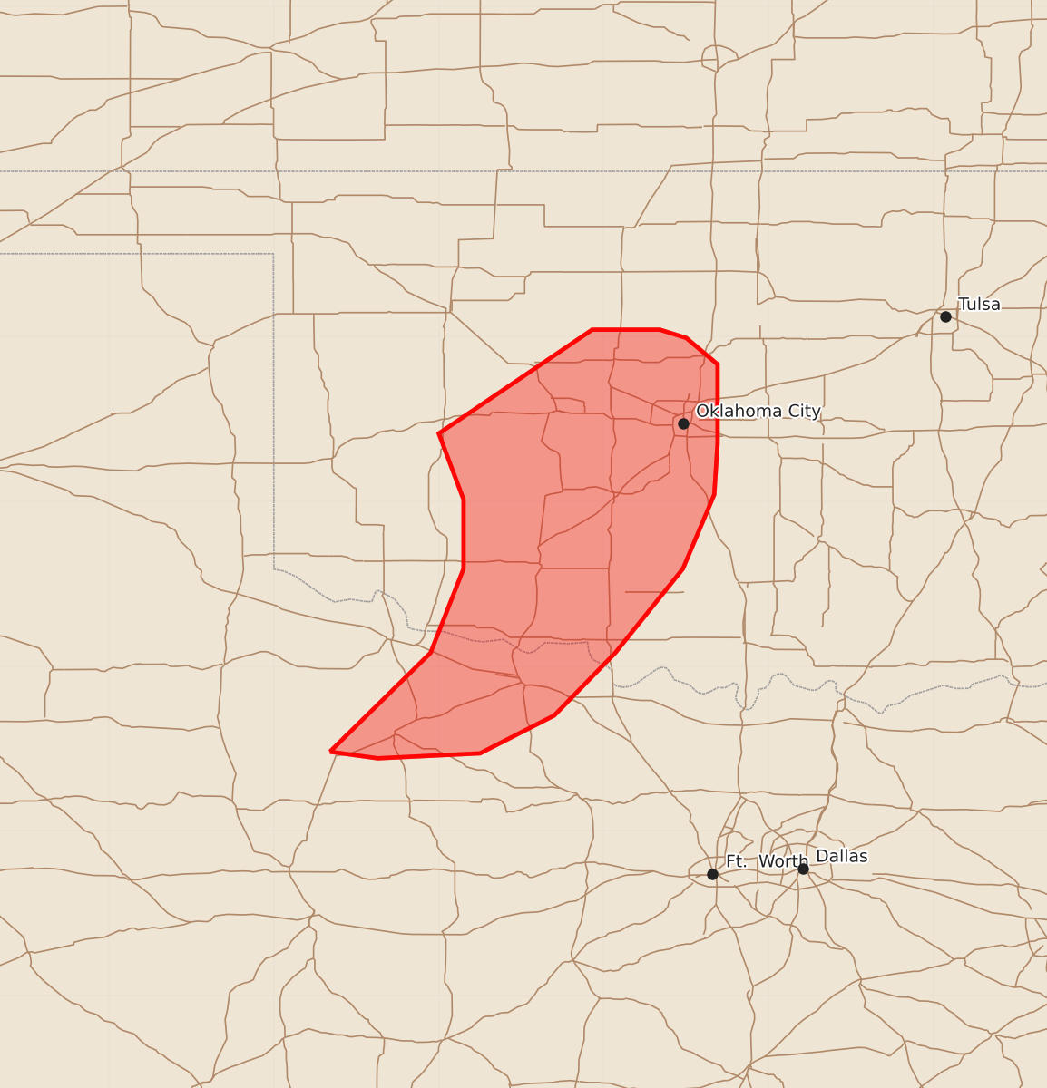 Risk area map for Mesoscale Discussion 2344