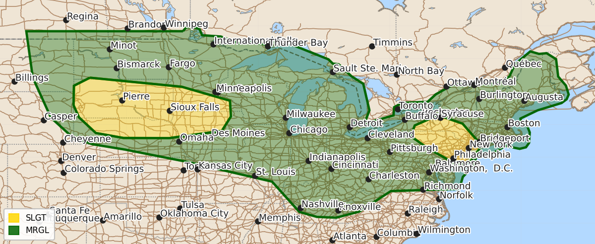 Risk area map for Day 3 Areal Outline