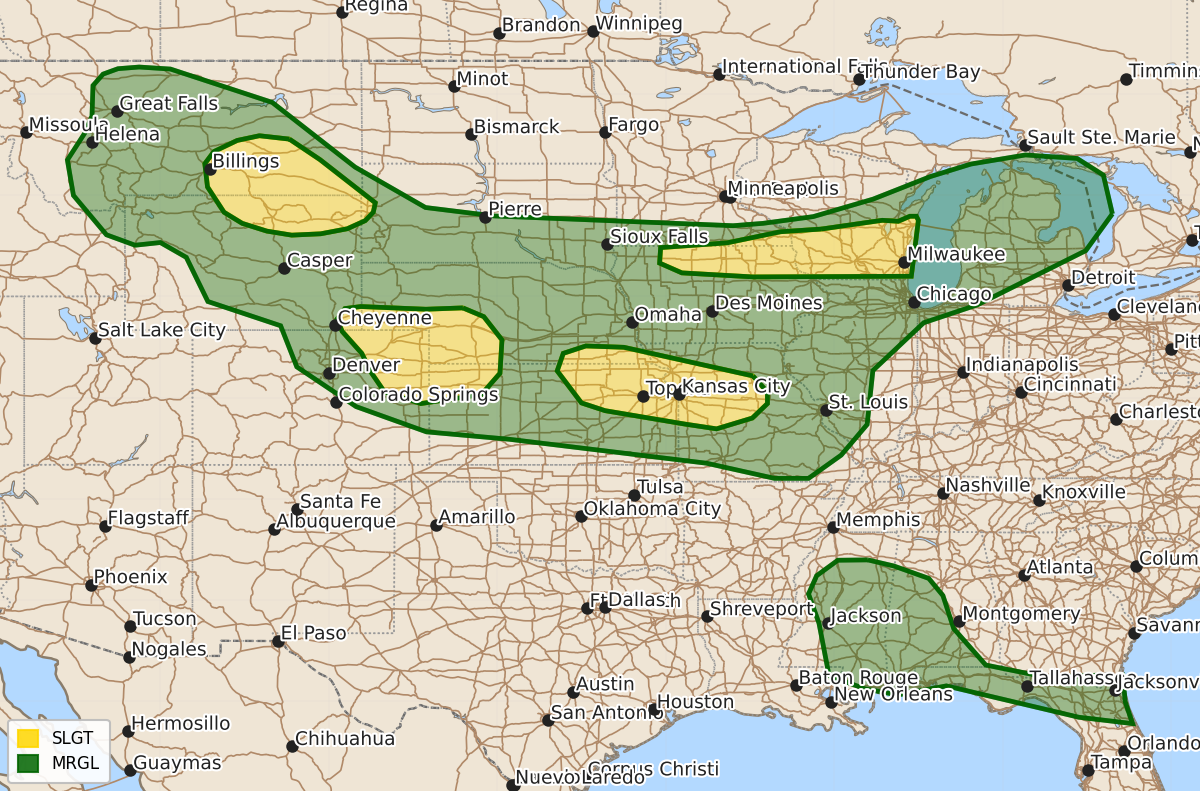Risk area map for Day 1 Areal Outline