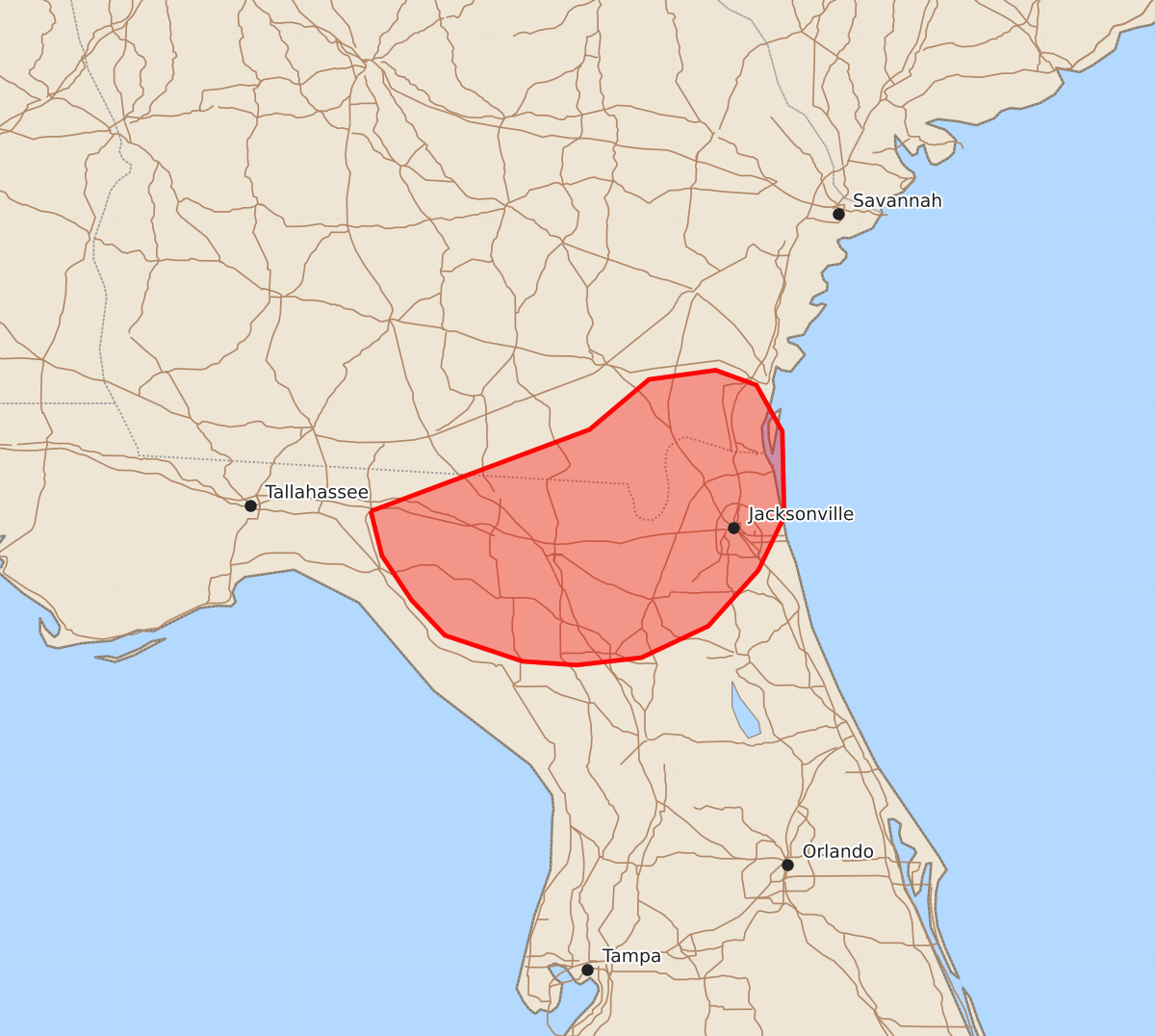 Risk area map for Mesoscale Discussion 1741