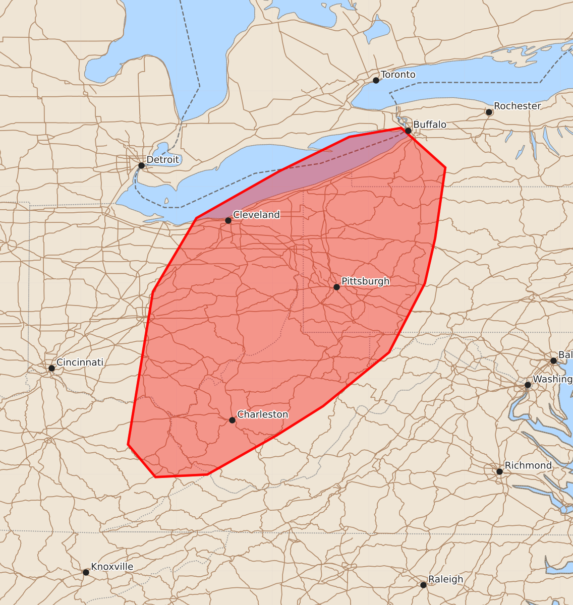 Risk area map for Mesoscale Discussion 2081