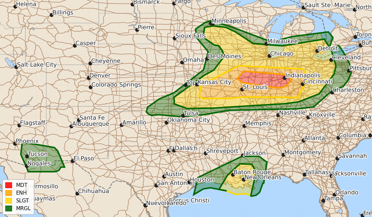 Risk area map for Day 1 Areal Outline