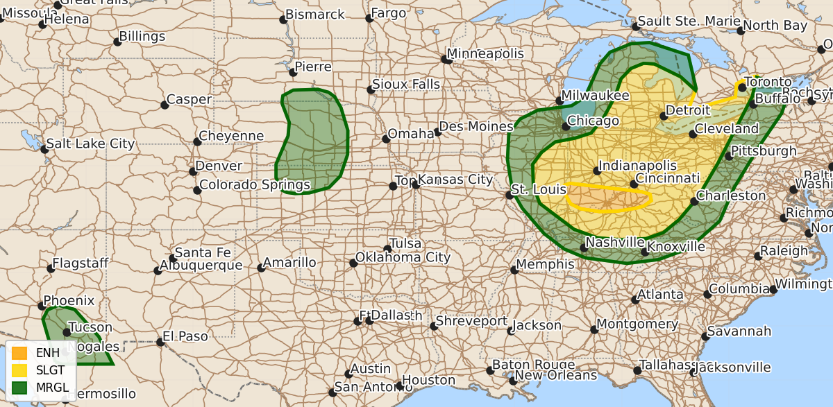 Risk area map for Day 1 Areal Outline