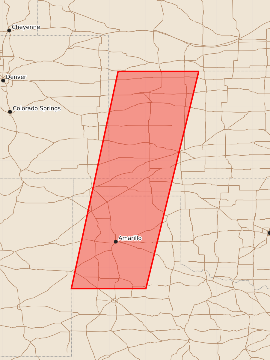 Risk area map for Watch 425 Outline