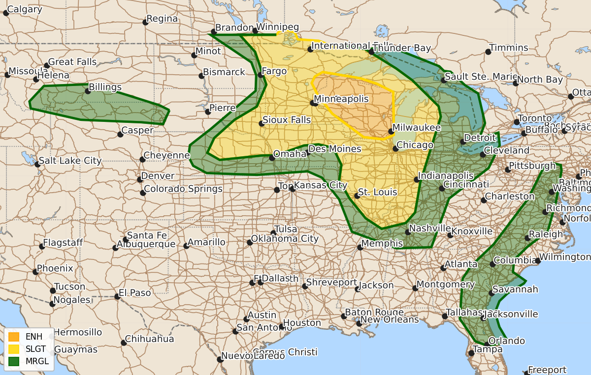 Risk area map for Day 1 Areal Outline
