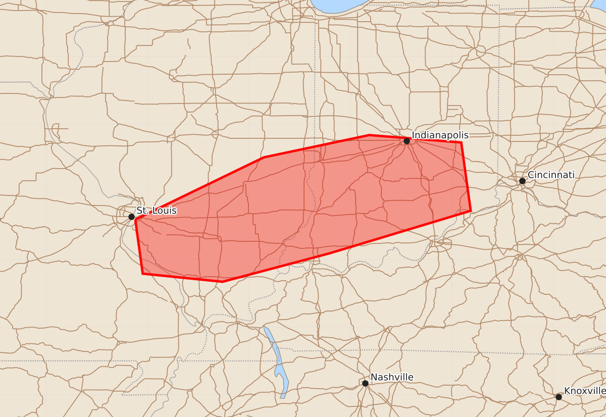 Risk area map for Mesoscale Discussion 1237