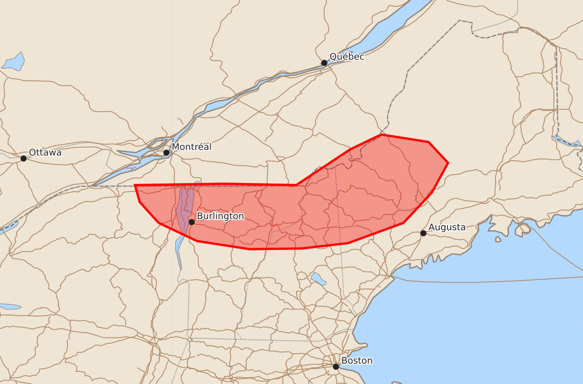Risk area map for Mesoscale Discussion 1455