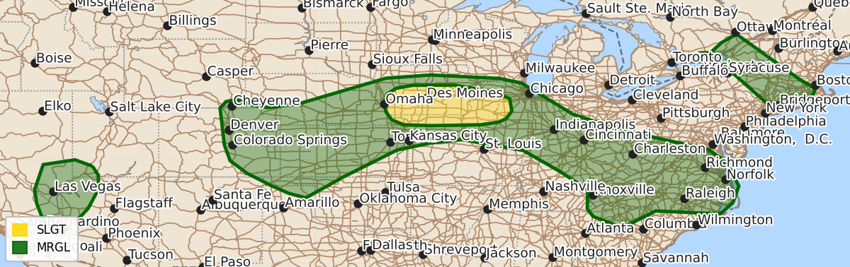Risk area map for Day 1 Areal Outline
