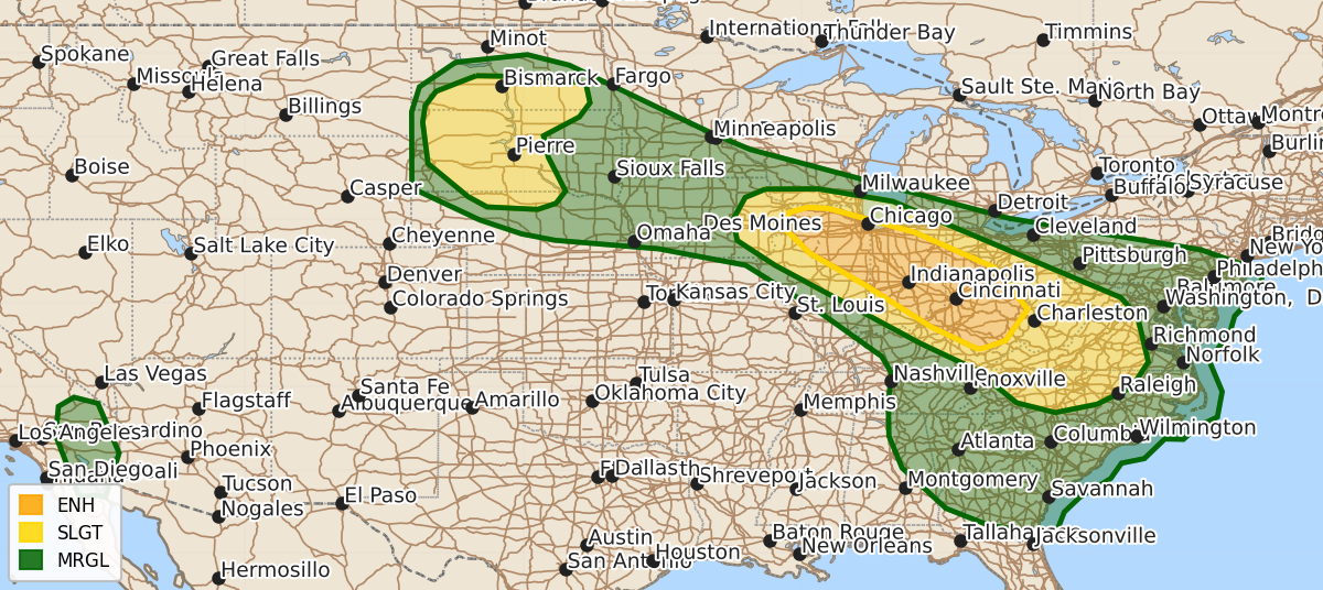 Risk area map for Day 1 Areal Outline
