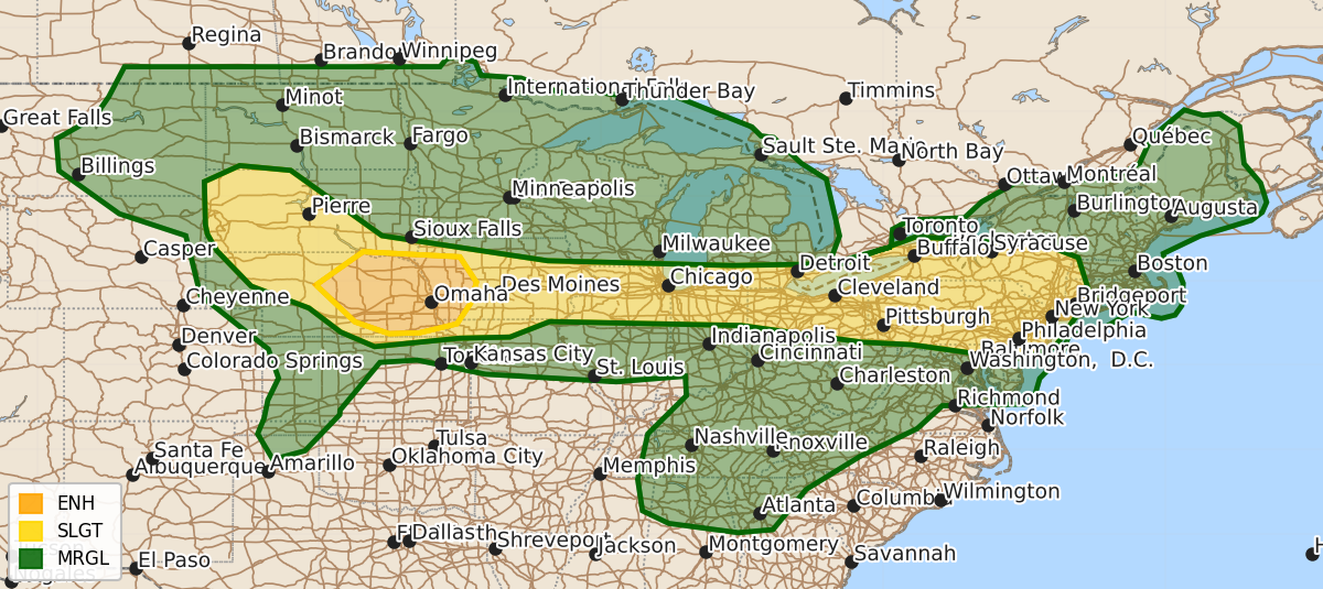 Risk area map for Day 1 Areal Outline