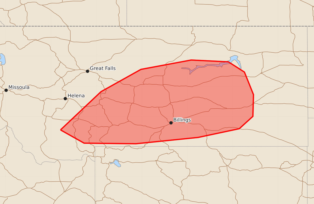 Risk area map for Mesoscale Discussion 1734