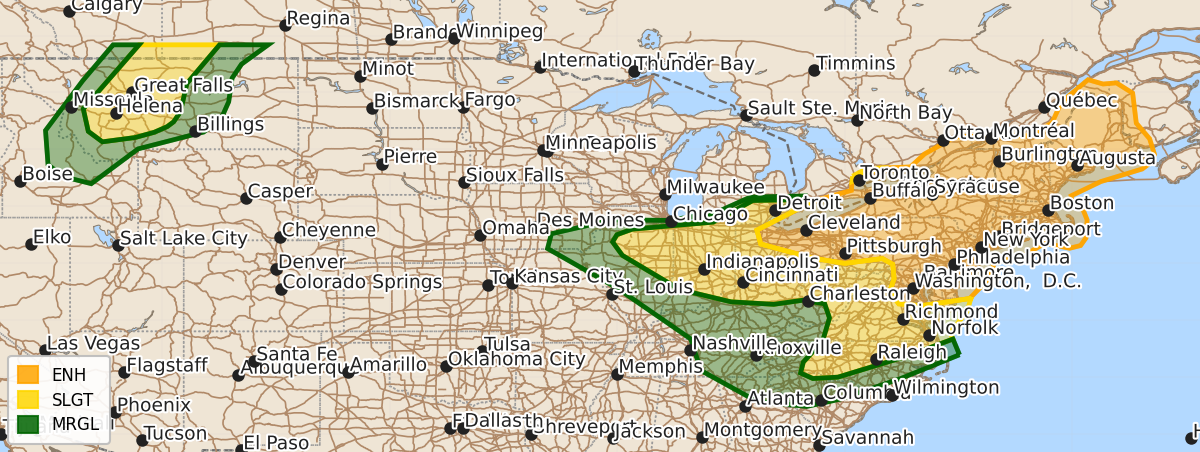Risk area map for Day 1 Areal Outline