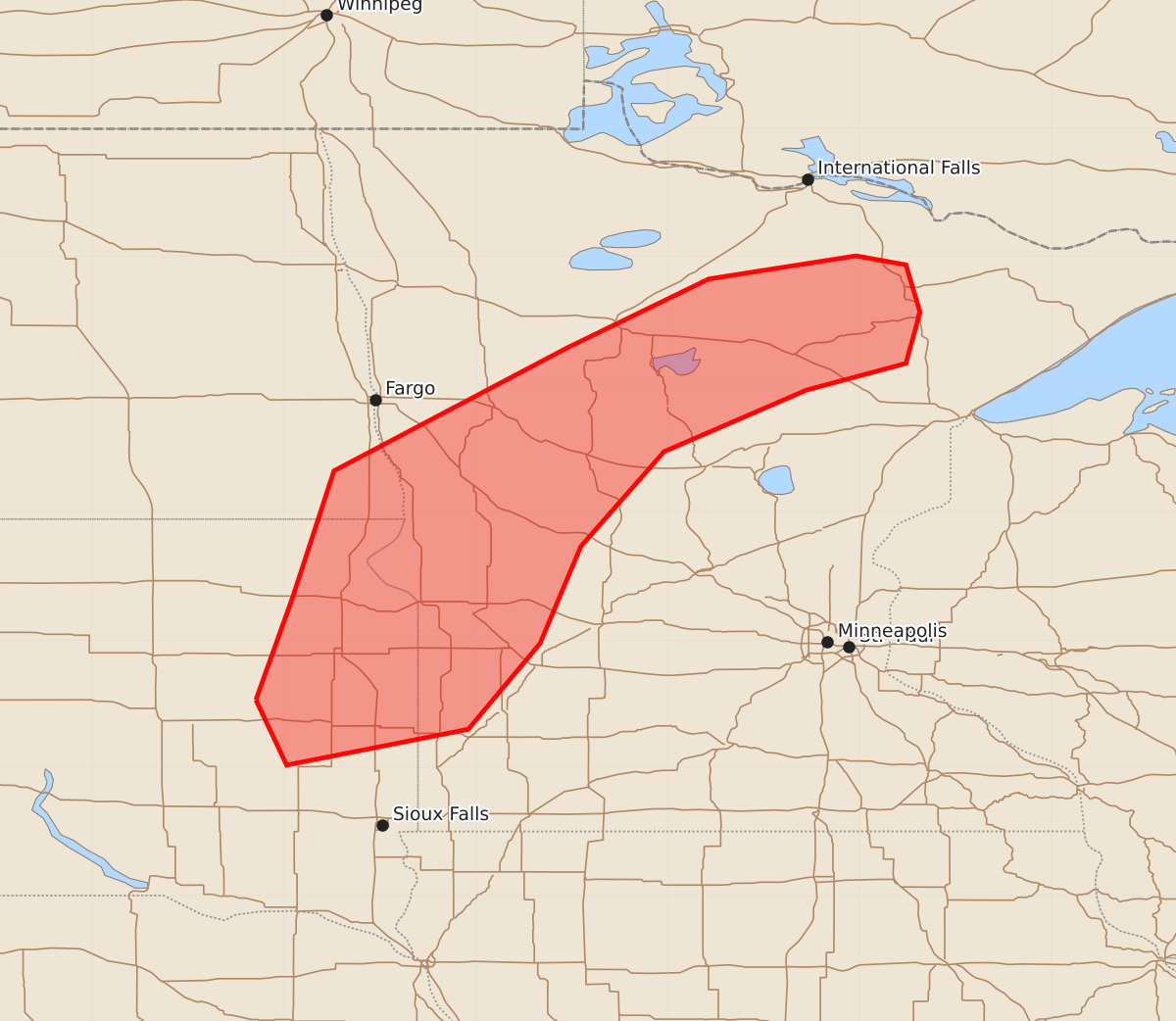 Risk area map for Mesoscale Discussion 2283