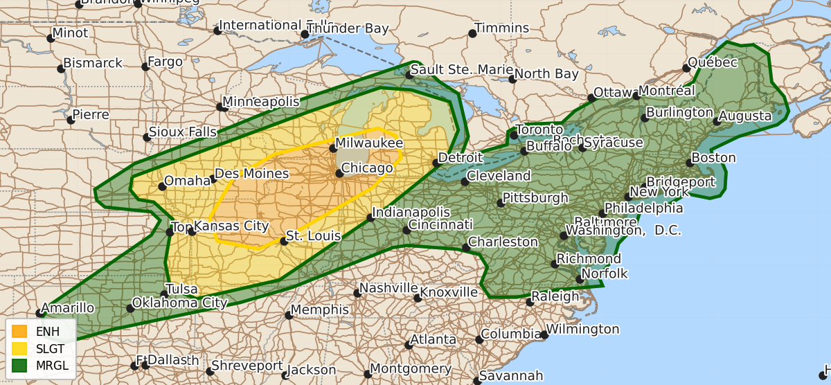 Risk area map for Day 3 Convective Outlook
