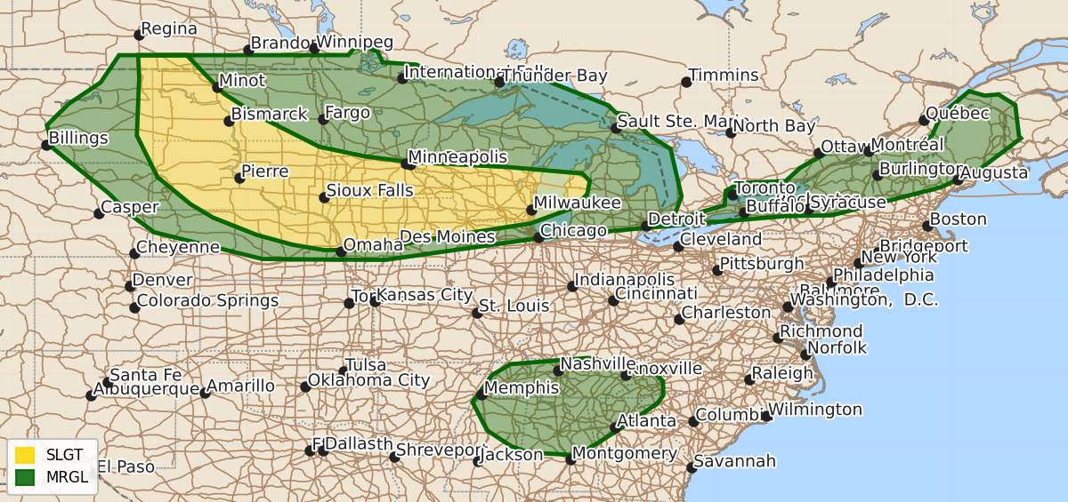 Risk area map for Day 3 Areal Outline