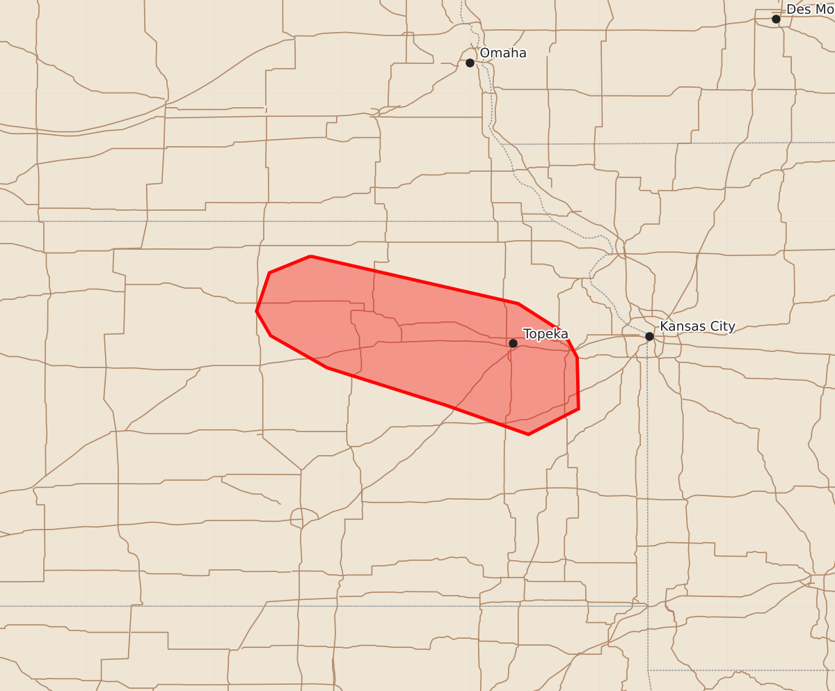 Risk area map for Mesoscale Discussion 2287
