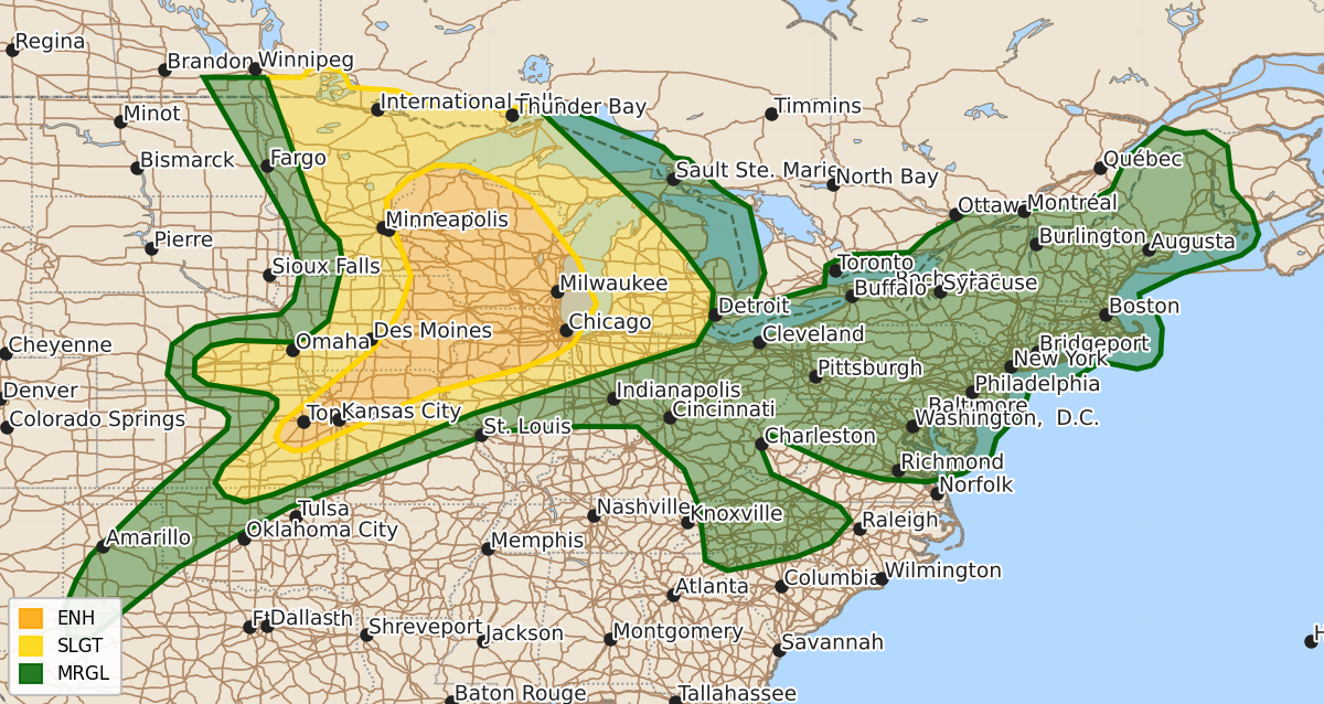 Risk area map for Day 1 Areal Outline