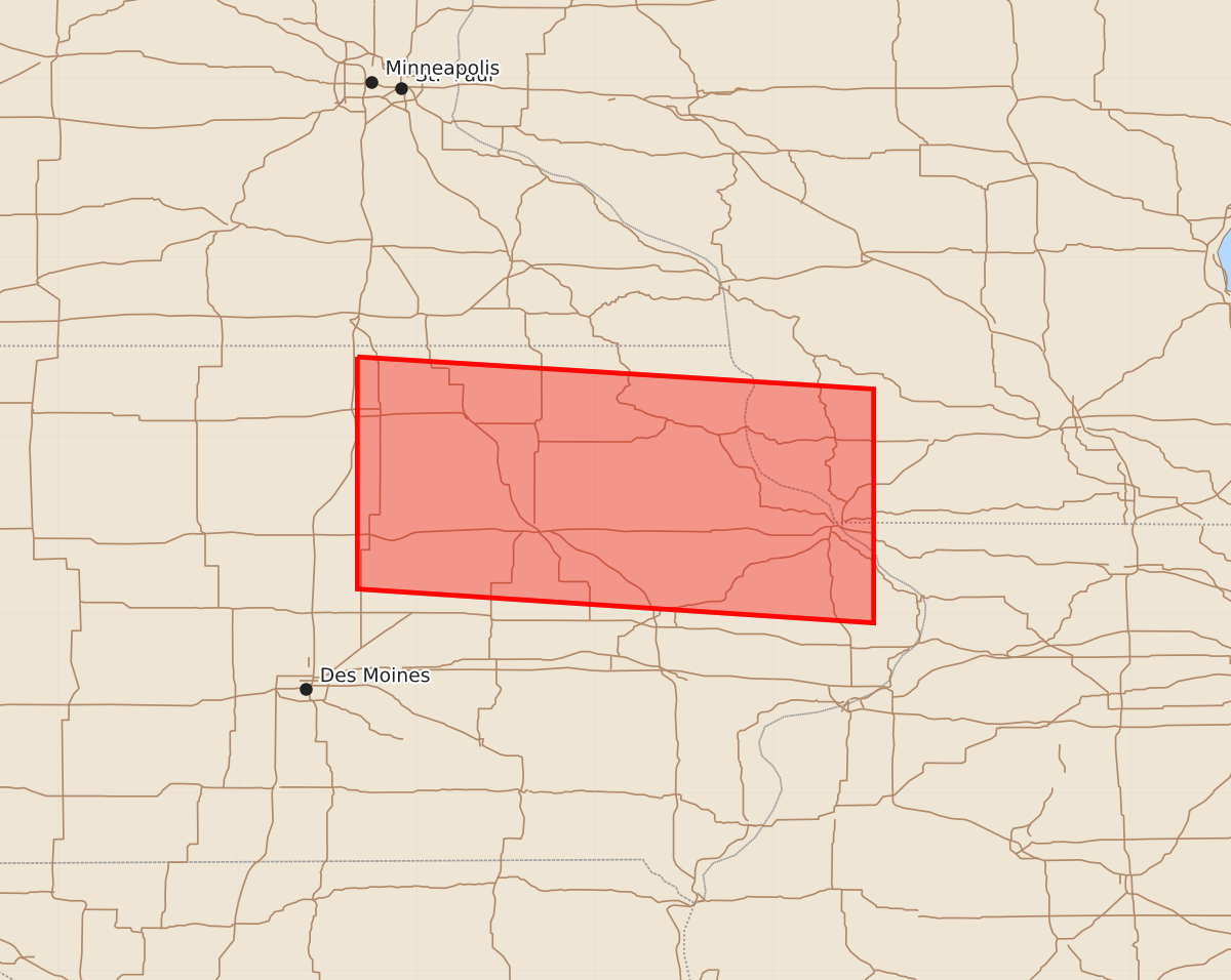 Risk area map for Watch 437 Outline