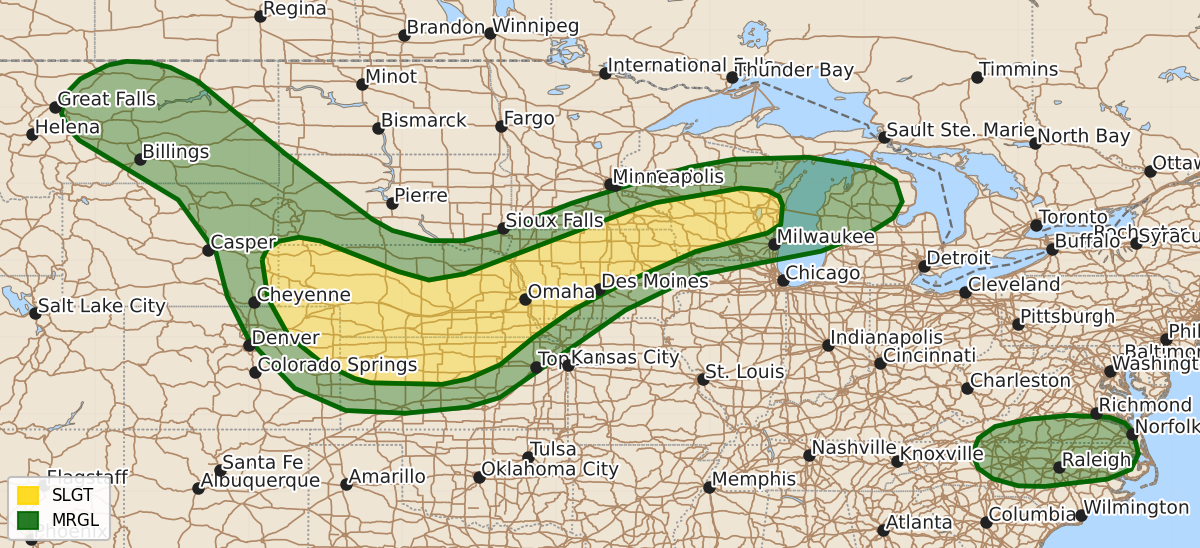 Risk area map for Day 1 Areal Outline