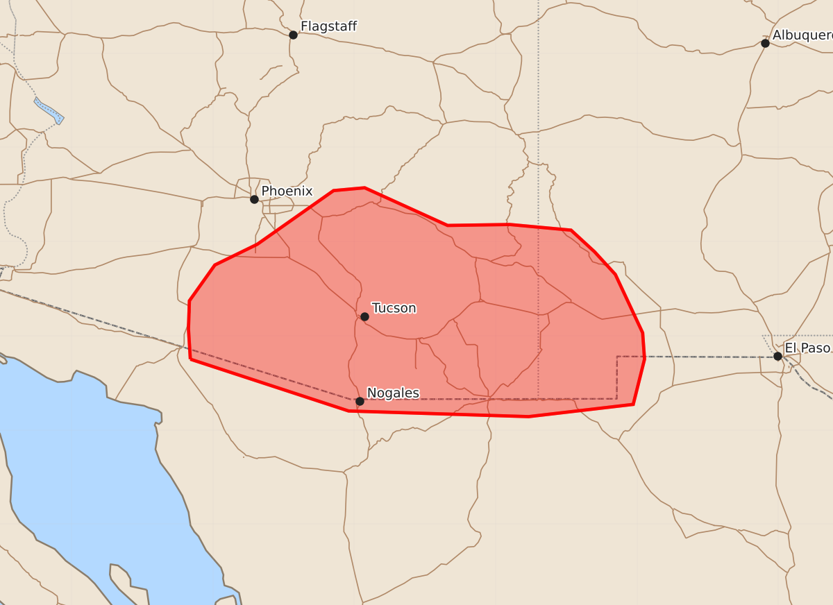 Risk area map for Mesoscale Discussion 1828