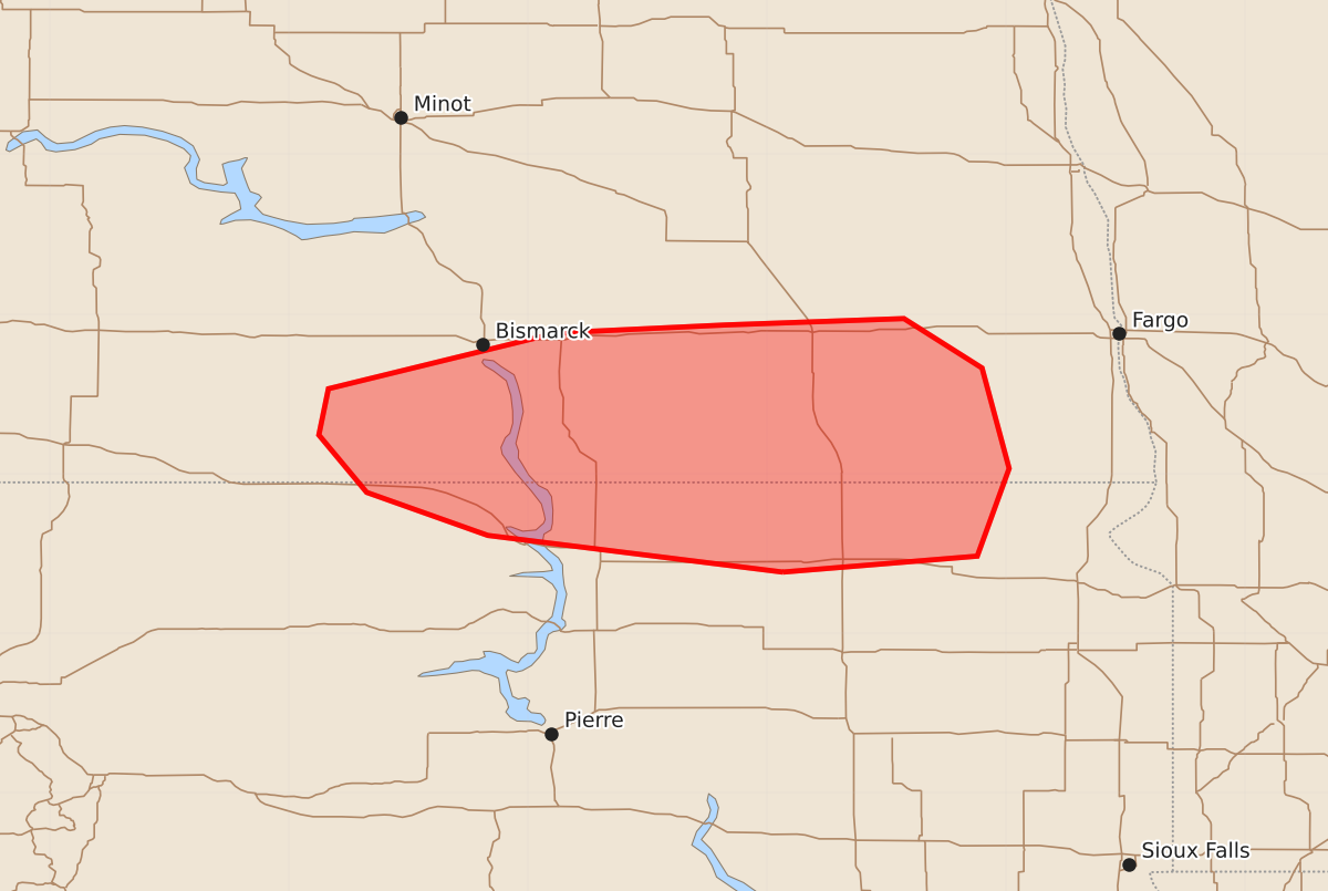 Risk area map for Mesoscale Discussion 1872