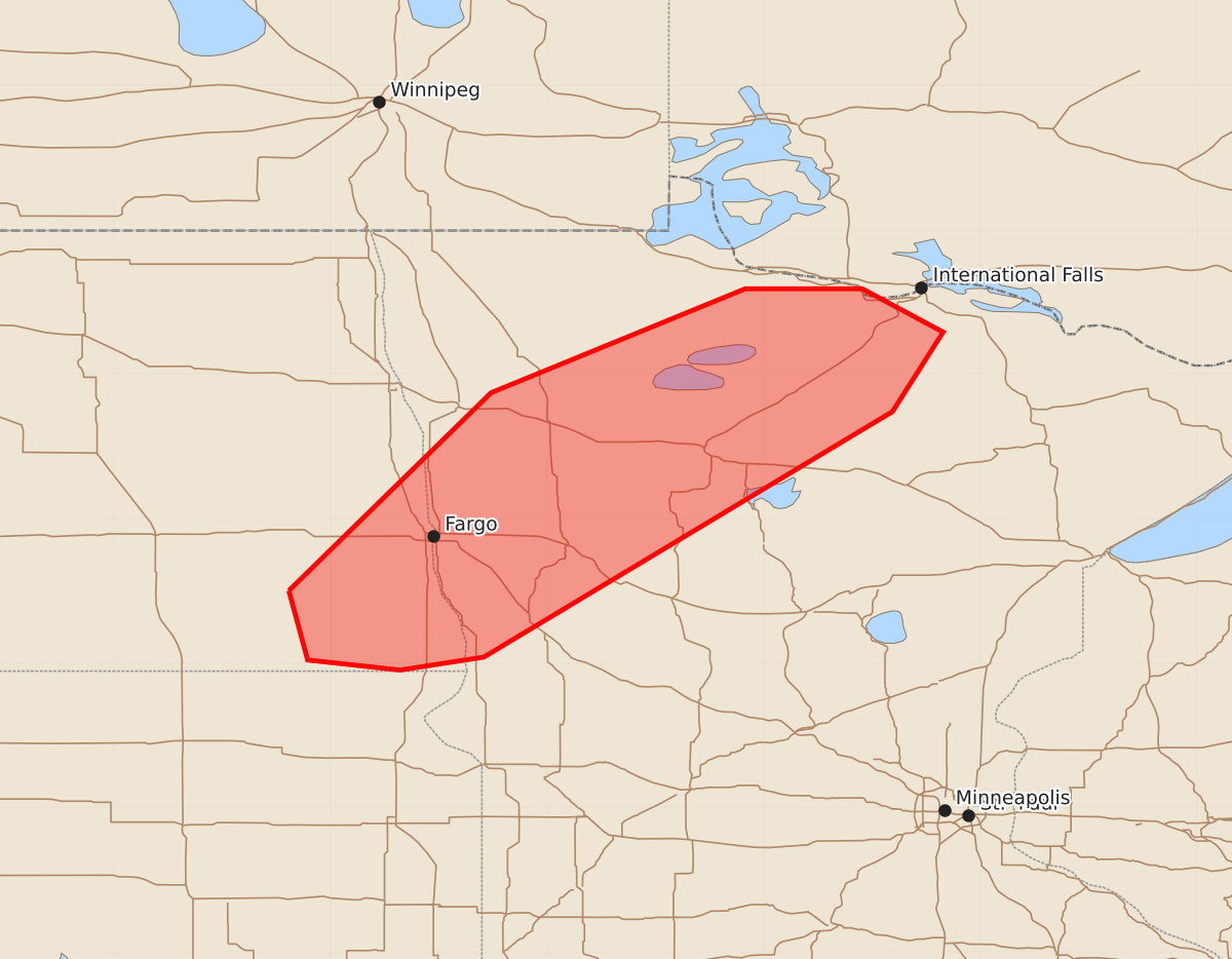 Risk area map for Mesoscale Discussion 1529