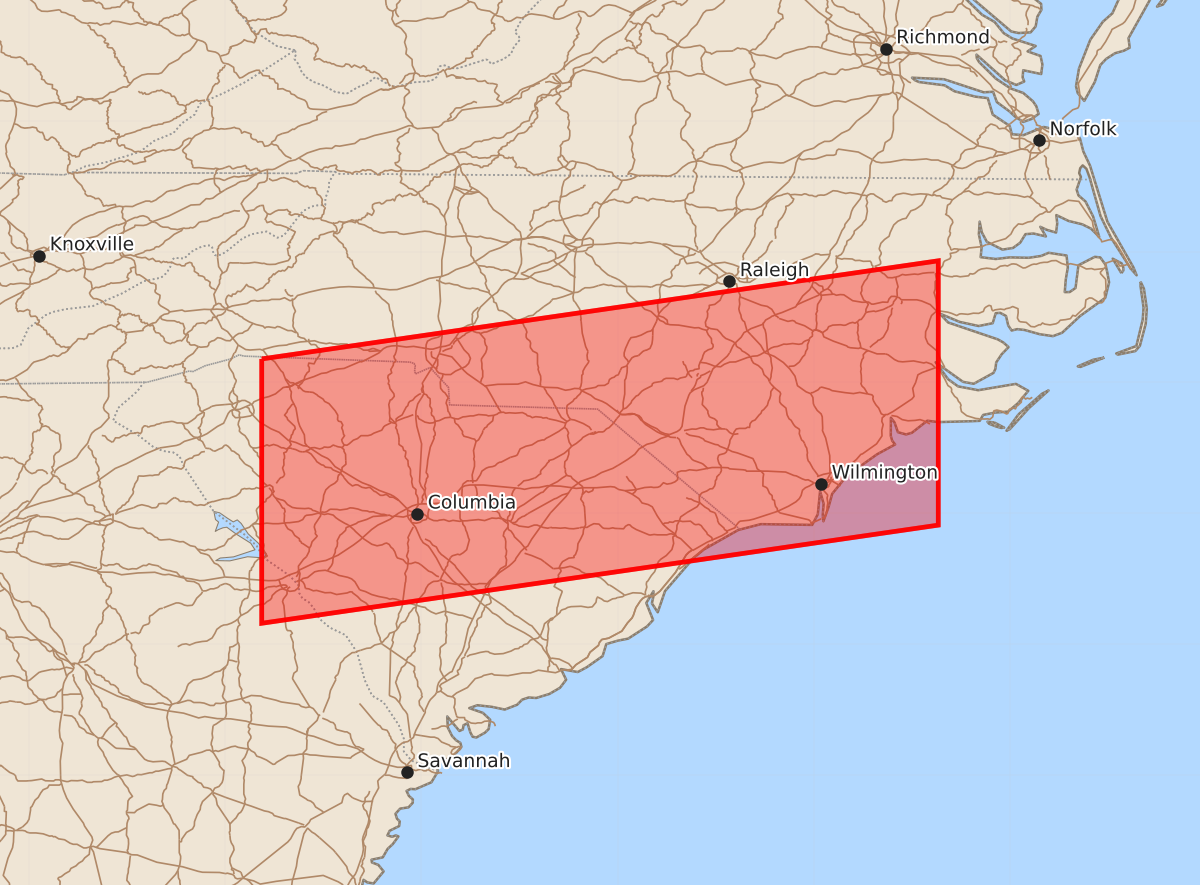 Risk area map for Watch 608 Outline