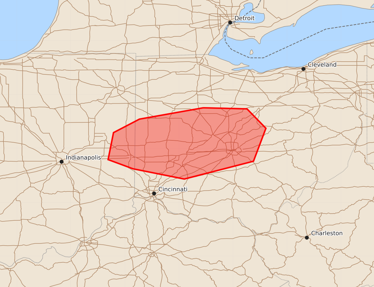 Risk area map for Mesoscale Discussion 2276