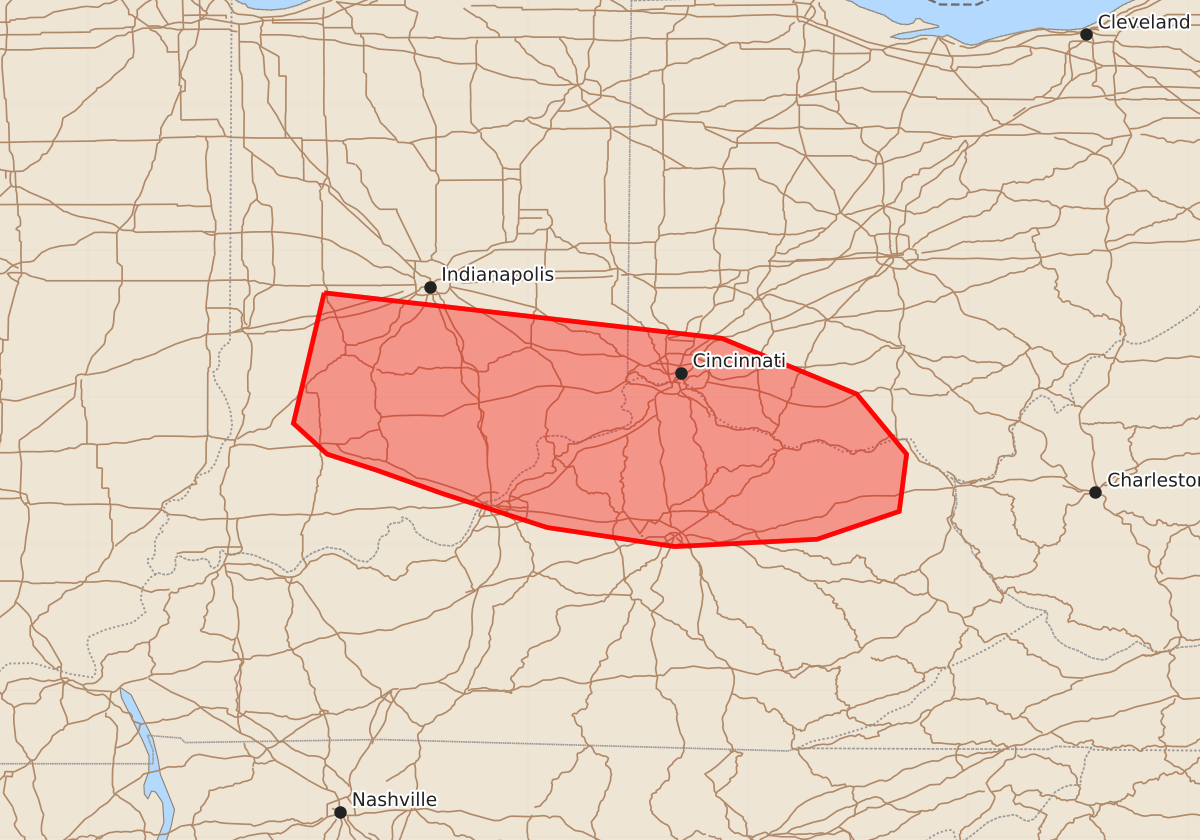 Risk area map for Mesoscale Discussion 2003