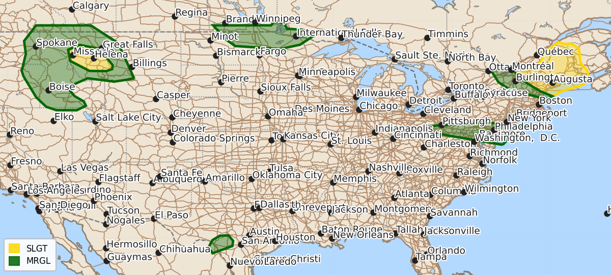 Risk area map for Day 1 Areal Outline