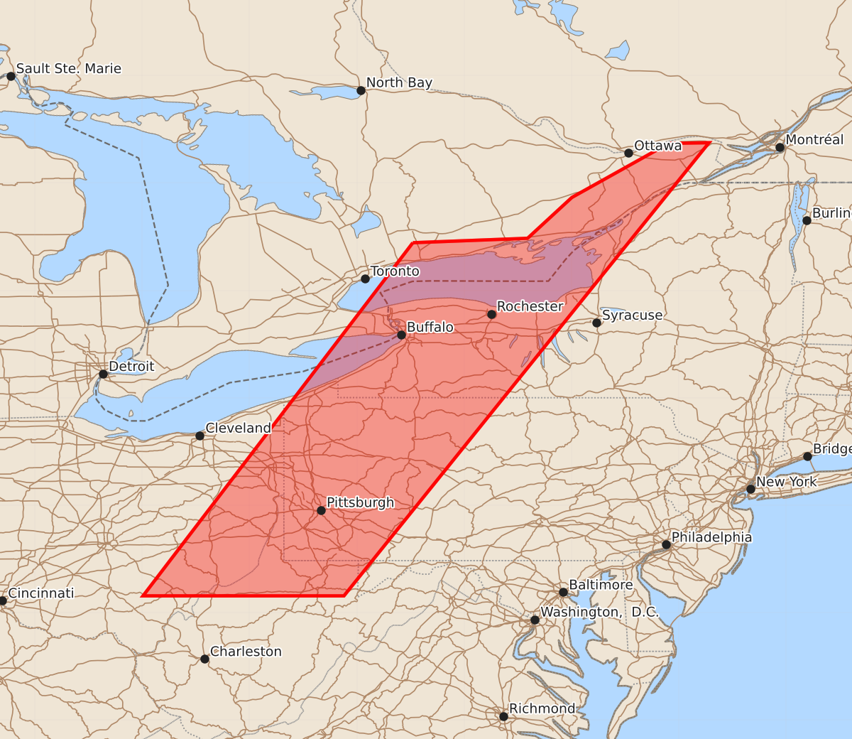 Risk area map for Watch 312 Outline