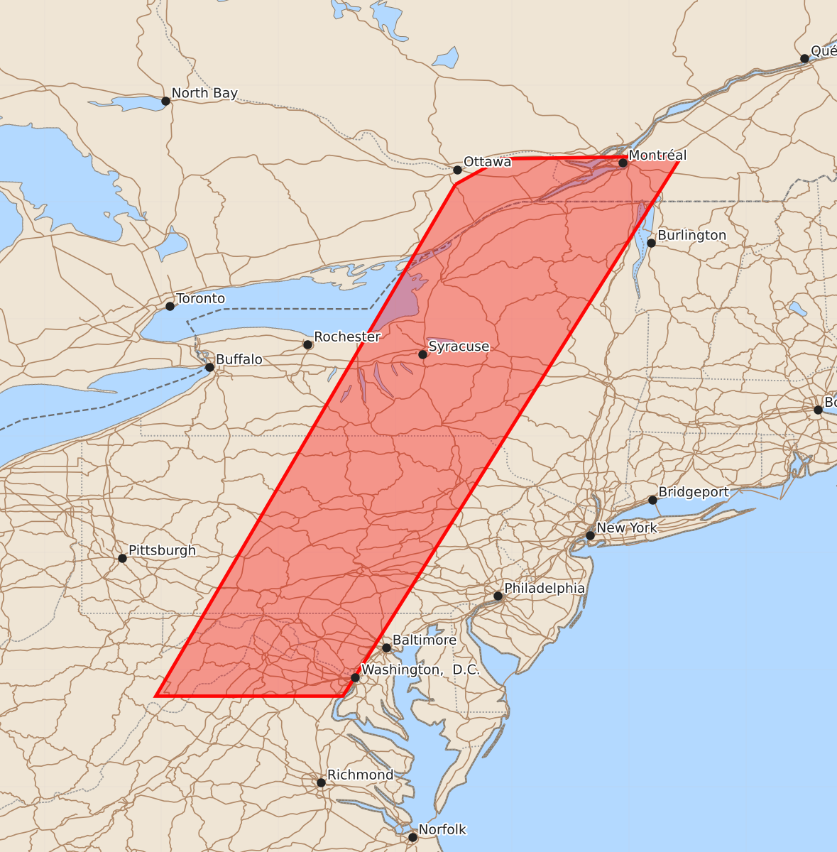 Risk area map for Watch 315 Outline