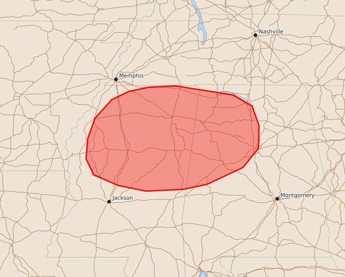 Risk area map for Mesoscale Discussion 1420