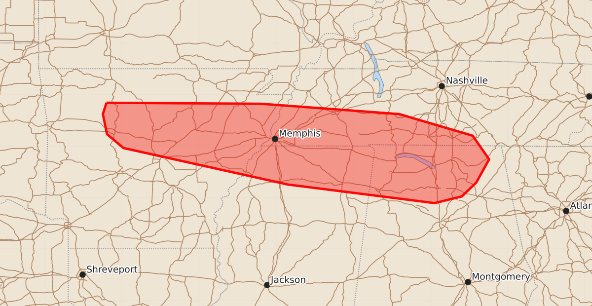 Risk area map for Mesoscale Discussion 1591