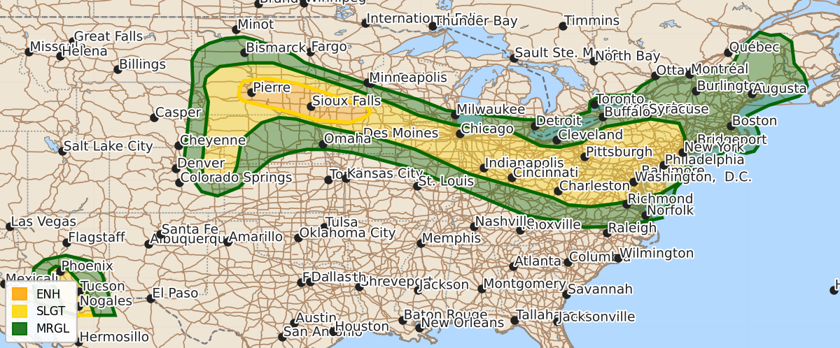 Risk area map for Day 1 Areal Outline